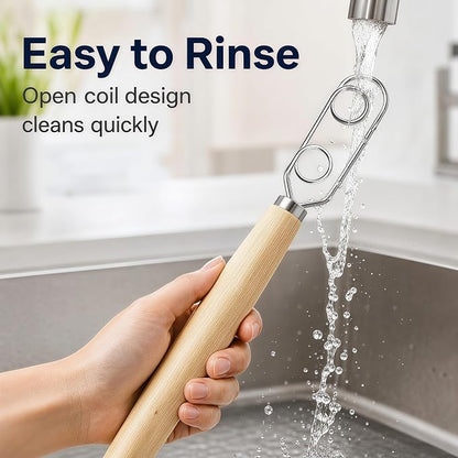 Digead Danish Dough Whisk, 304 Stainless Steel Dutch Whisk with Wooden Handle – Ergonomic Manual Mixing Tool for Home Baking: Heavy Dough, Sourdough Bread, Pizza Dough, Cake Batter (13 inch)