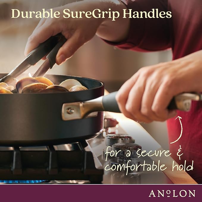Anolon Advanced Home Hard Anodized Nonstick Cookware Set, Pots and Pans Set, 9-Piece, Moonstone