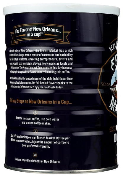 French Market Coffee & Chicory Restaurant Blend Dark Roast Ground Coffee, 12oz Can (Pack of 1)