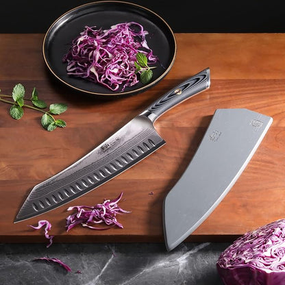 Cangshan NAKA Series X-7 Steel Forged Rocking Chef's Knife with Sheath (10-Inch)