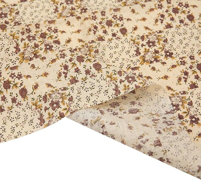 7 pcs 20" x 20" Cotton Fabric DIY Making Supplies Quilting Patchwork Fabric Fat Quarter Bundles DIY for Quilting Cotton Patchwork Cushions (Brown, 20" x 20")