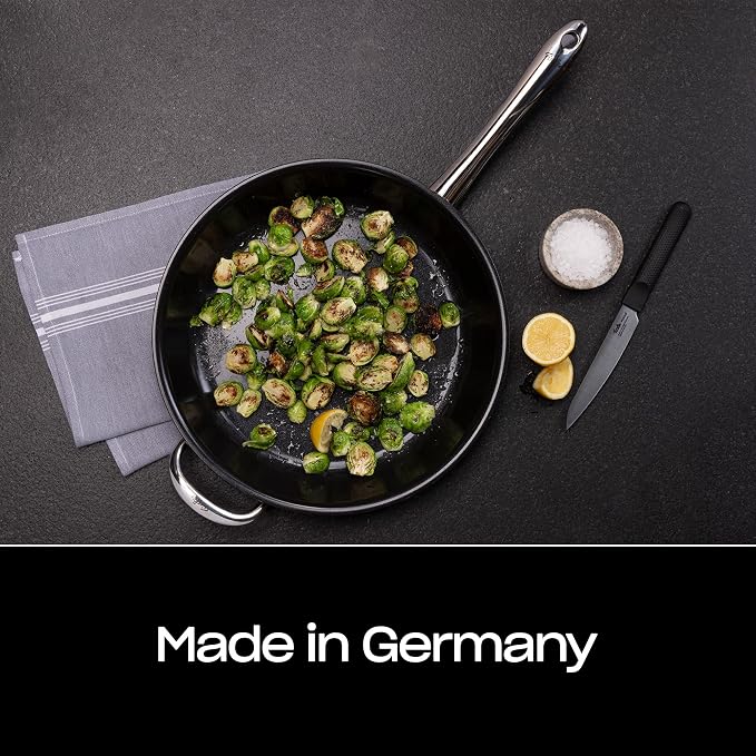 Fissler M5 Pro-Ply Stainless Steel Frying Pan, 12.6 Inch | 5-Ply, Ceramic Non-Stick, Made Without Added PFAS/PTFE, Made in Germany, Induction Compatible