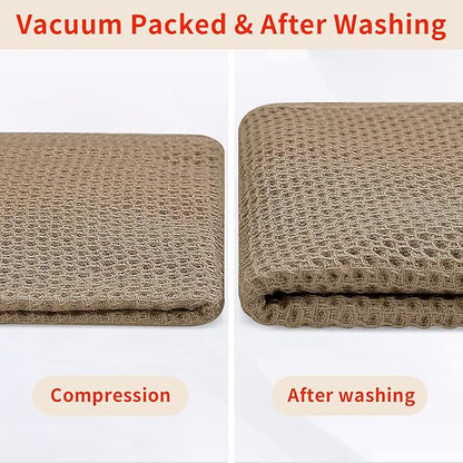 Homaxy 100% Cotton Waffle Weave Kitchen Dish Cloths, Ultra Soft Absorbent Quick Drying Dish Towels, 12 x 12 Inches, 24-Pack, Tan