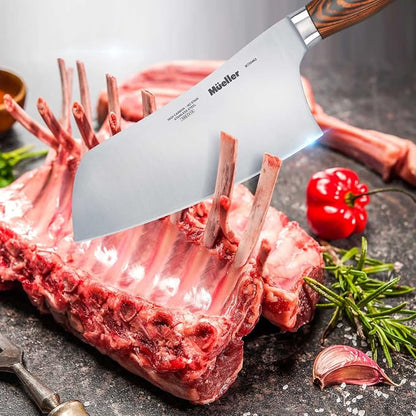Mueller Cleaver Knife 7 Inch, Ultra Sharp German High Carbon Steel Vegetable Meat Cleaver, Multifunction Chopper Butcher Knife for Home Kitchen and Restaurant