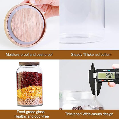 Two 2.7L Large Capacity Transparent Glass Sealed Jars with Lids.Food Storage Jars,Used for Various Food Preservation Jars,Such As Coffee,Rice,Flour,Sugar,Spices,Beans,and Grains