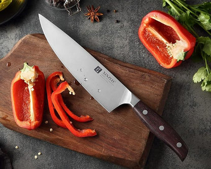XINZUO 8 Inch Chef Knife,German Stainless Steel, Professional Kitchen Cutting Knife, Ultra Sharp Cooking Knife with Red Sandalwood Handle