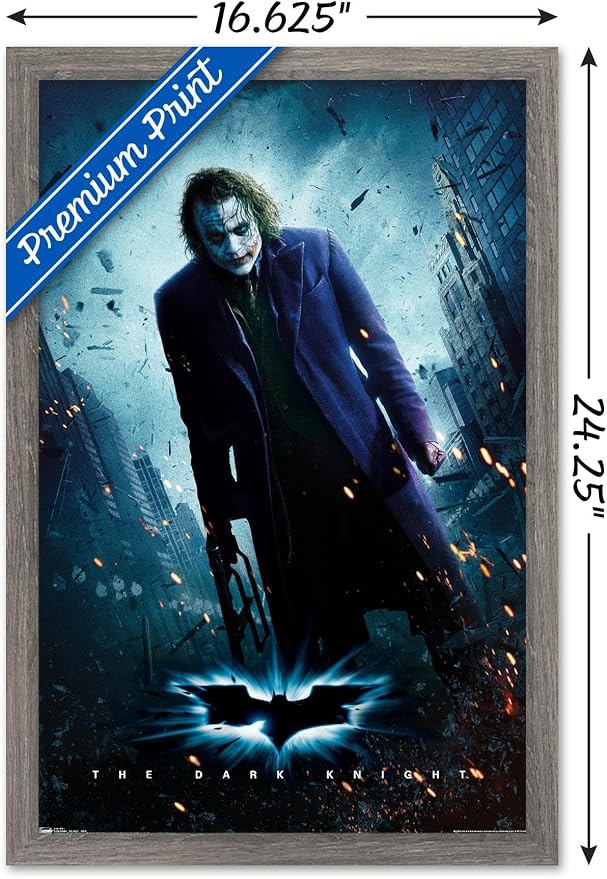 Trends International DC Comics Movie - The Dark Knight - The Joker - One Sheet Wall Poster, 14.725" x 22.375", Barnwood Framed Version
