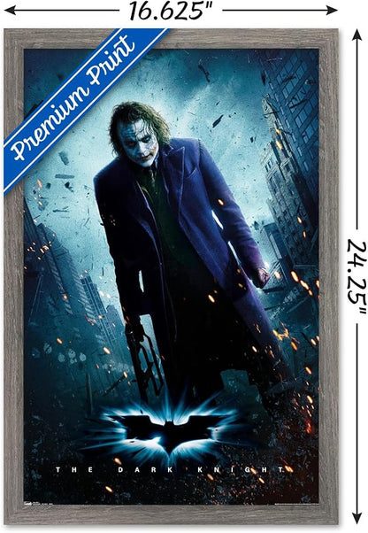 Trends International DC Comics Movie - The Dark Knight - The Joker - One Sheet Wall Poster, 14.725" x 22.375", Barnwood Framed Version