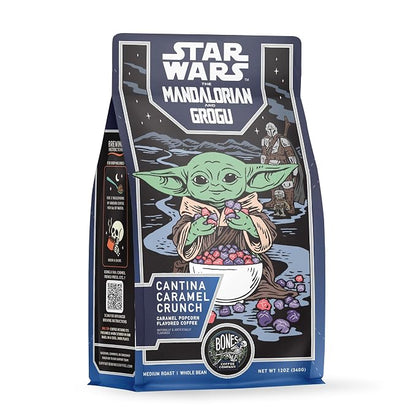 Bones Coffee Company Star Wars Cantina Caramel Crunch Coffee - Medium Roast - Ground - Low-Acid Arabica Coffee Beans - Buttery Caramel Popcorn Flavor - 12 Oz