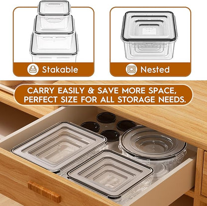 52 PCS Food Storage Containers with Lids Airtight (26 Containers & 26 Lids), Leak proof Meal Prep Container Set for Kitchen Storage, BPA-free, PVC-free Plastic, Microwave/Dishwasher Safe, Labels & Pen
