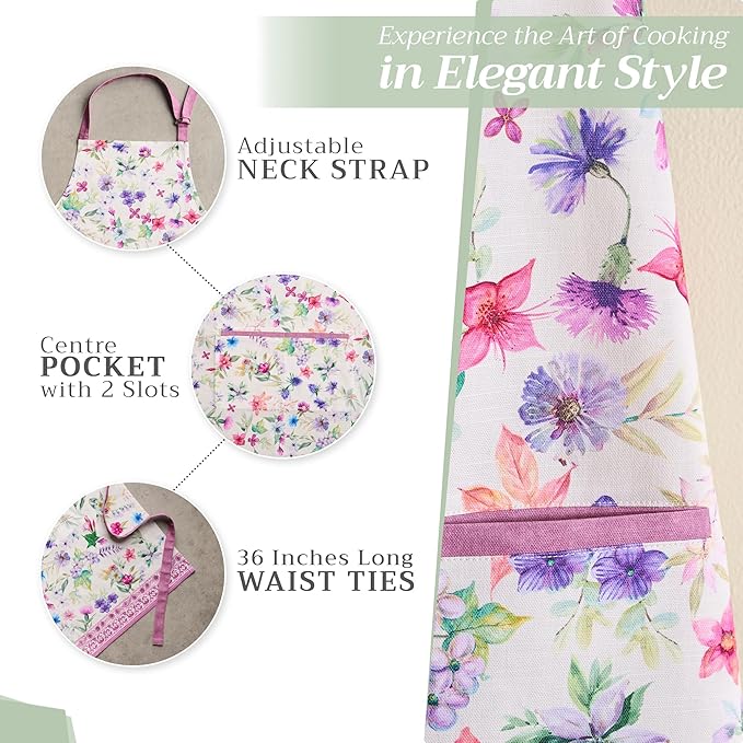 Maison d' Hermine 100% Cotton Apron for women with Pocket Kitchen Chef Apron for Men Cooking Spring Summer