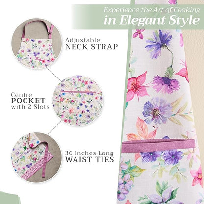 Maison d' Hermine 100% Cotton Apron for women with Pocket Kitchen Chef Apron for Men Cooking Spring Summer