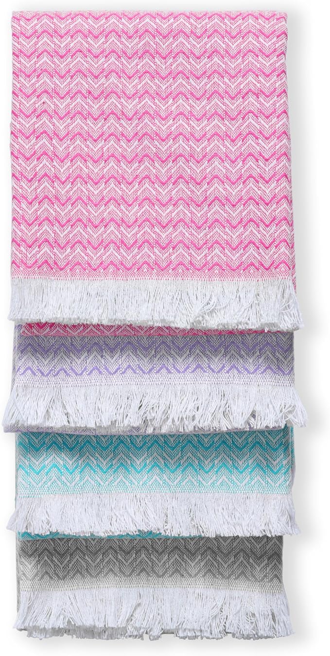 TWINY threads Kitchen Dish Towel Chevron Weave Mixed Color Pack, Premium 100% Cotton Kitchen Linen Set, Absorbent Quick Drying Dish Rags, Washable Reusable Multi Purpose, Set of 4, 16x26 Inches