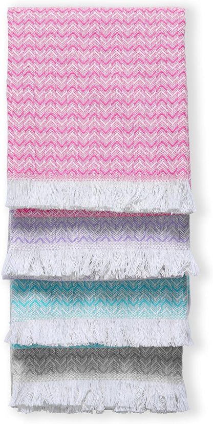 TWINY threads Kitchen Dish Towel Chevron Weave Mixed Color Pack, Premium 100% Cotton Kitchen Linen Set, Absorbent Quick Drying Dish Rags, Washable Reusable Multi Purpose, Set of 4, 16x26 Inches