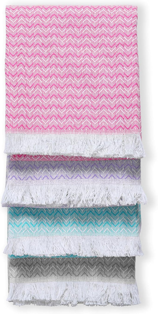 TWINY threads Kitchen Dish Towel Chevron Weave Mixed Color Pack, Premium 100% Cotton Kitchen Linen Set, Absorbent Quick Drying Dish Rags, Washable Reusable Multi Purpose, Set of 4, 16x26 Inches