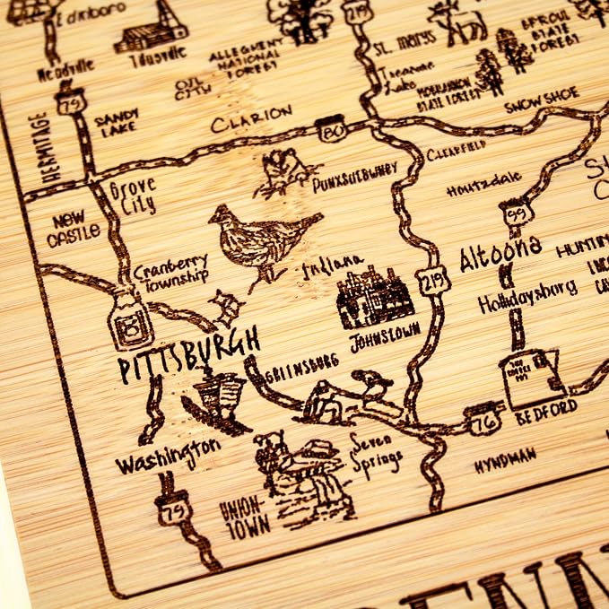 Totally Bamboo A Slice of Life Pennsylvania State Serving and Cutting Board, 11" x 8.75"