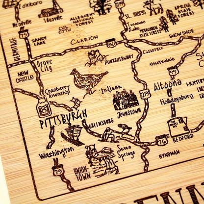 Totally Bamboo A Slice of Life Pennsylvania State Serving and Cutting Board, 11" x 8.75"