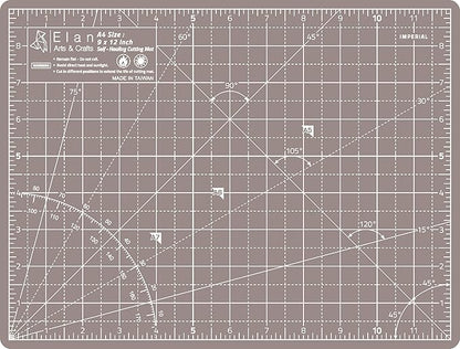 Elan Cutting Mat A4 Black & Taupe, Self Healing Cutting Mat 9x12 Inch, 5-Ply Craft Board Black, Hobby Board for Crafts 9x12 Inch
