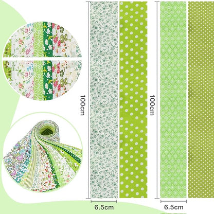 40 Pcs Jelly Roll Fabric Strips for Quilting Sewing-2.6 Inch Precut Cotton Floral Strips Bundles, Perfect Quilting Fabric for Sewing Grass Green