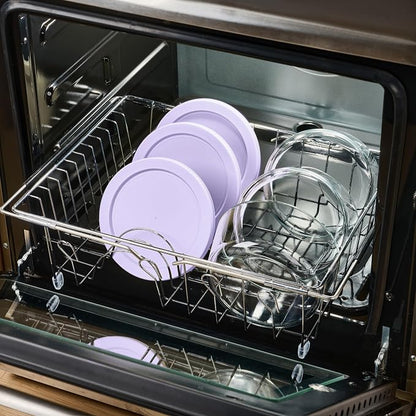 6-Piece Glass Food Storage Containers Set (3 Containers + 3 BPA-Free Lids) | 4-Cup, Leakproof | Microwave, Freezer, Oven & Dishwasher Safe | Ideal for Meal Prep & Pantry Organization, Purple