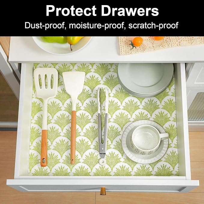 Cooyes Shelf Liners for Kitchen Cabinets, Refrigerator Liners Waterproof & Oil-Proof Kitchen Cupboard Liner Drawer Mats EVA Material Non Adhesive Fridge Liner for Shelves（23.6" W x 236" L）