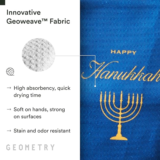GEOMETRY Christmas Kitchen Towels - Quick Dry Microfiber Cloth Dish Towels for Kitchen Drying - Premium Quick Dry Towel (Happy Hanukkah, 1 Pack)