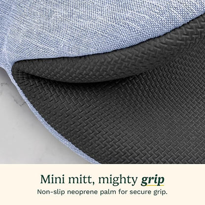 Cuisinart Mini Oven Mitts – 5.5” x 7” Heat-Resistant Kitchen Mitts for Oven with Non-Slip Neoprene Palm, Cotton Filling, and Fabric Loop – Durable Oven Mitt Set for Cooking & Baking (Chambray)