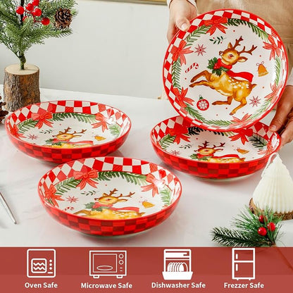 glowworm Pasta Bowls, 38 Oz Ceramic Salad Bowls Set of 4, Serving Bowls for Ramen, Fruit, Dishwasher & Microwave Safe