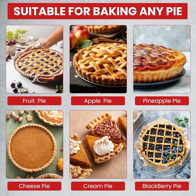 Tart Pan with Removable Bottom,9 Inch 10 Inch Tart and Quiche Pan,Non-stick Round Carbon Steel Deep Fluted Pie Pan with Crust Shaper Ring - Quiche Baking Dish Tart Pans For Baking,Set of 2