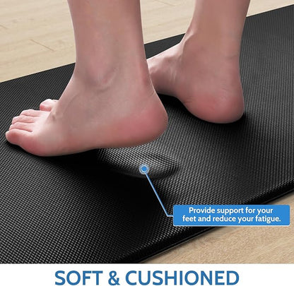 StepLively Kitchen Mat, 2 PCS Kitchen Rugs, Cushioned Kitchen Mats for Floor, Anti Fatigue Kitchen Rug Set, Non-Skid Standing Mat for Kitchen, Office, Sink, 17.3"×30"+17.3"×47", Black