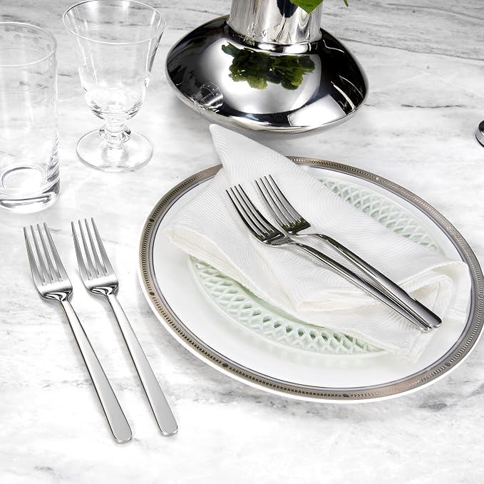 KEAWELL Premium Aline 8-Piece 8.3 inch Forks Silverware – Mirror Polished 18/10 Stainless Steel with Modern Handle and Dishwasher Safe for Formal Meals and Gifting (8, Dinner Forks)