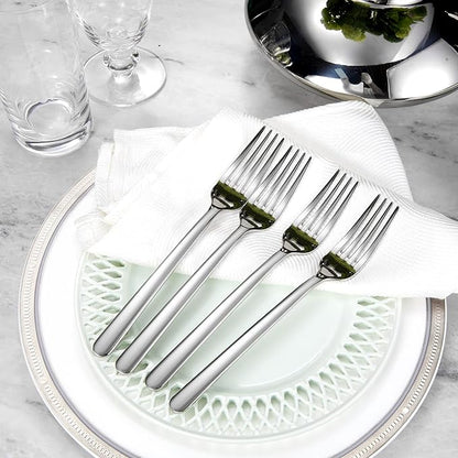 KEAWELL Premium Aline 4-Piece 8.3 inch Forks Silverware – Mirror Polished 18/10 Stainless Steel with Modern Handle and Dishwasher Safe for Formal Meals and Gifting (4, Dinner Forks)