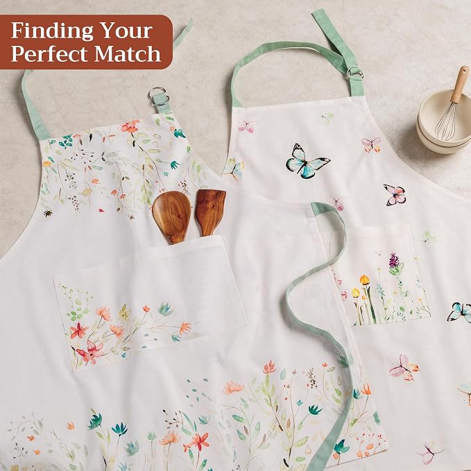 Maison d' Hermine 100% Cotton Apron for women with Pocket Kitchen Chef Apron for Men Cooking Spring Summer
