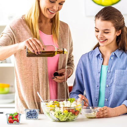 Mini Glass Food Storage Containers - 12 Pack 5.4 oz Small Glass Jars with Locking Lids - Square Food Containers - Microwave Dishwasher Safe