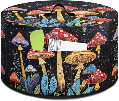 Magic Mushrooms Slow Cooker Cover Protection Crock for Pot Dust Cover Fits for Most 6-8 Quart Small Kitchen Appliance Vibrant Decor with Top Handle
