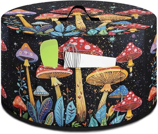 Magic Mushrooms Slow Cooker Cover Protection Crock for Pot Dust Cover Fits for Most 6-8 Quart Small Kitchen Appliance Vibrant Decor with Top Handle