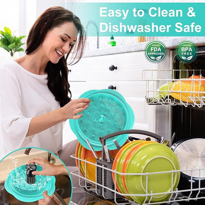 Chicken Shredder with Removable Plate - Manual Meat Shredder Tool with Transparent Lid & Cleaning Brush, Dishwasher Safe Kitchen Gadget for Shredding Chicken, Pork, Beef, Pulled Pork(Mint Green)