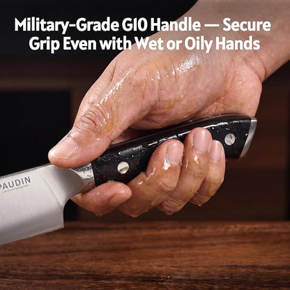 PAUDIN Chef Knife,8 Inch Professional Kitchen Knife Dishwasher Safe,Forged German Stainless Steel Sharp Cooking Knife,Ergonomic G10 Handle Full Tang Meal Prep Knives,Home Restaurant Gift for Men Women
