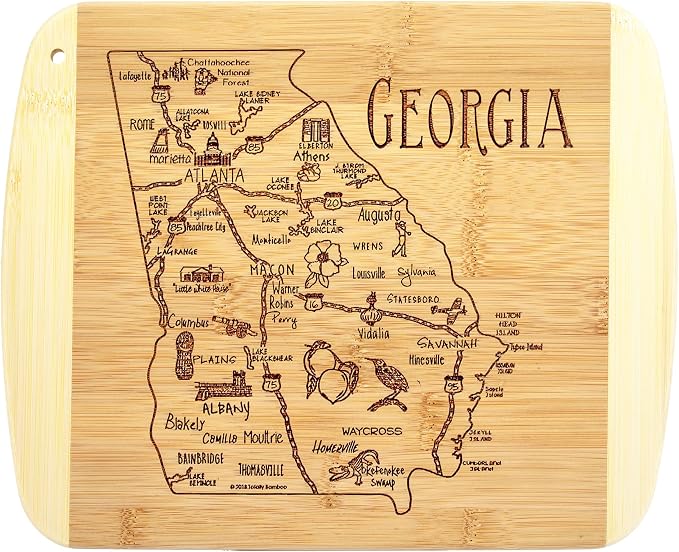 Totally Bamboo A Slice of Life Georgia State Serving and Cutting Board, 11" x 8.75"