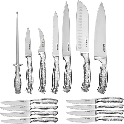 Cuisinart Classic High-Carbon Hammered Stainless Steel Forged Knife Set With Sheath Blade Gaurds (17-Piece Set)