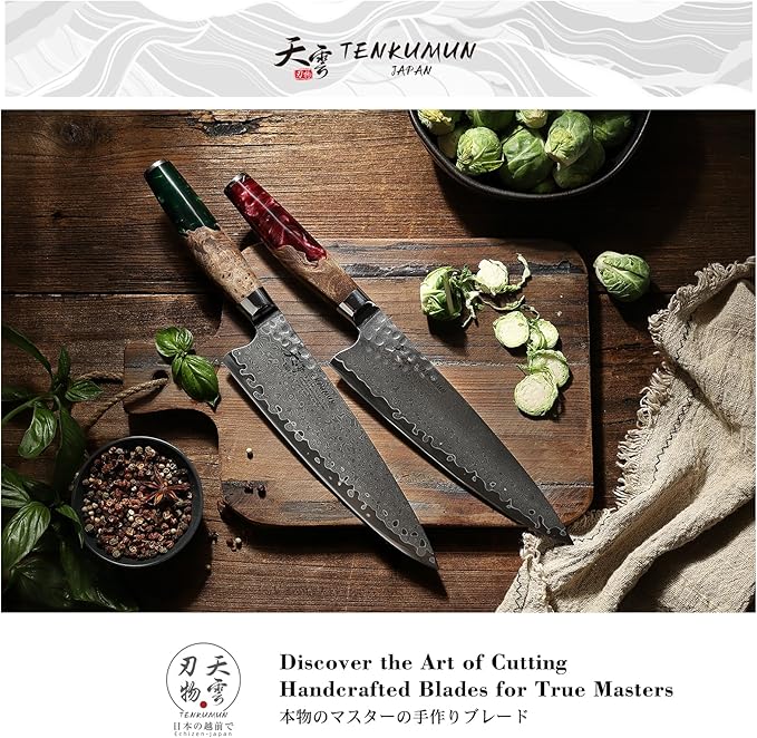 Japanese Gyutou Pro. Handcrafted 8 inch Chef Knife Handmade Forged Knife Japan VG-10 MAX Damascus Steel -Kokoro ser. with Wood Handle