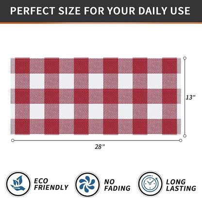 Homaxy 100% Cotton Waffle Weave Check Plaid Kitchen Towels, 13 x 28 Inches, Super Soft and Absorbent Dish Towels for Drying Dishes, 4-Pack, White & Red