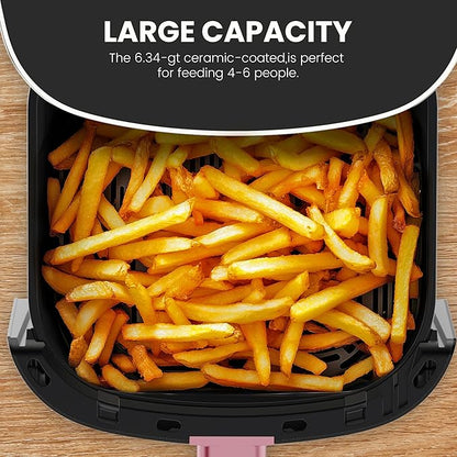 NEWBULIG Air Fryer 6.34 Quarts, Airfryer with Visual Window, 400℉ Fast Heating Air Fryers Oven with Timer, Auto-Off, Non Toxic & Non Stick, Multiple 12 Modes for Roast, Bake, Dehydrate, Fry, Reheat