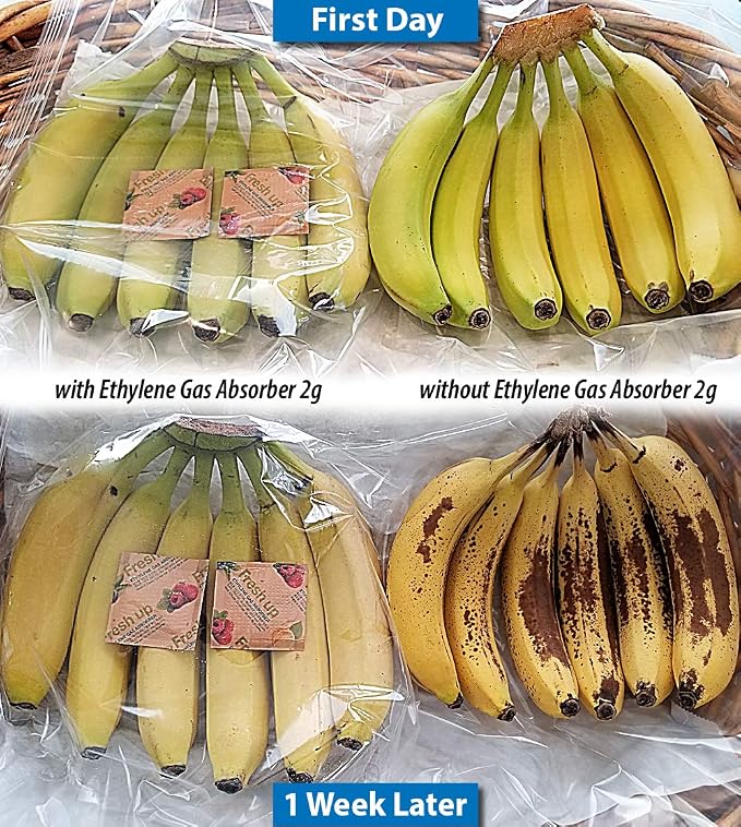 Fresh & Fresh 2 Gram (120 Pack) Produce Saver Ethylene Gas Absorber - Produce Freshness Packets Produce Saver to Extend Freshness of Vegetables, Flowers, Fruits, Banana, Kiwi, Apple, Tomato, Avocado
