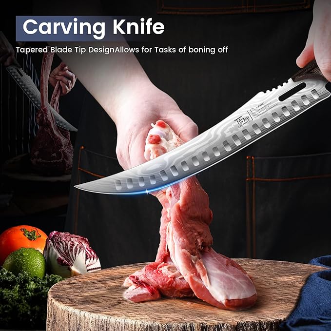 SYOKAMI Butcher Knife Set, 3 PCS Kitchen Knives Set for Cutting, Meat Cleaver Chef Knife Set, Japanese Style High Carbon Steel Knives Set, Chopping & Slicing & Boning for Home and BBQ, Ideal for Gift