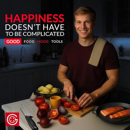 Giesser since 1776, Made in Germany, Santoku 7,5 inch, Ultra Slip Resistant, Dishwashersafe, rustfree, Japanese Chef Knife with small Peeling Knife