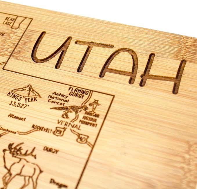 Totally Bamboo A Slice of Life Utah State Serving and Cutting Board, 11" x 8.75"