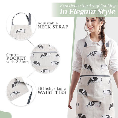 Maison d' Hermine 100% Cotton Apron for women with Pocket Kitchen Chef Apron for Men Cooking Spring Summer