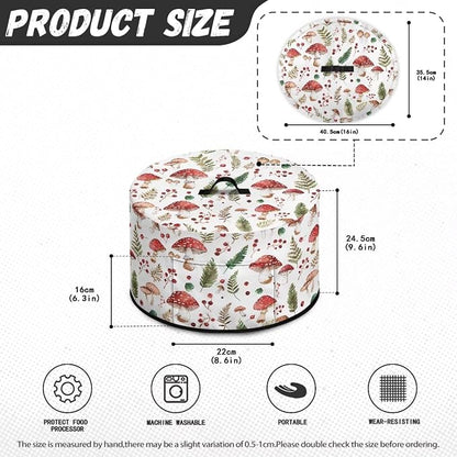 Ferns Mushrooms Slow Cooker Dust Cover Compatible with 6-8 qt Crock for Pot Small Kitchen Appliance Decor with A Top Handle and Pocket