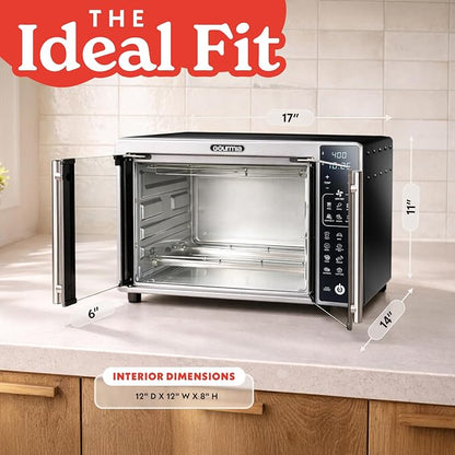 Gourmia Air Fryer French Door Toaster Oven - 6-Slice Capacity, LED Display with 19 Cooking Presets, Stainless Steel